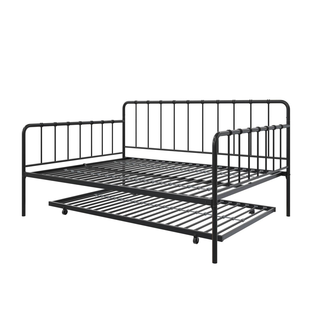 Photos - Bed Frame Full Avery Metal Daybed and Twin Trundle Black - Room & Joy