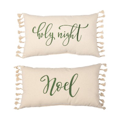 Transpac Fabric Embroidered Cozy Pillow Set of 2 Christmas Home Decorations