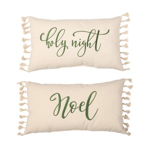 Transpac Fabric Embroidered Cozy Pillow Set of 2 Christmas Home Decorations - 1 of 3