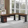 MAYEERTY 83" L-Shaped Desk, Industrial Corner Executive Desk with Mobile File Cabinet - 2 of 4
