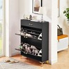 Shoe Storage Cabinet with 2 Flip Drawers, Freestanding Shoe Organizer with Storage Drawer, Modern Hidden Slim Narrow Shoe Rack Cabinet - 2 of 4