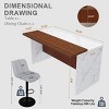 Modern Black Kitchen Island Dining Table with LED Lights and 2 Brown Bar Stools, Faux Marble Counter Height Set for Eat-in Kitchen-3irtyhousy - 4 of 4