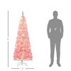 TopComfy Christmas Tree Stand 7.5FT Prelit Snow Flocked Pencil Tree with Realistic Branches for Holiday Decor, Pink, 31.5"*31.5"*88.5" - 3 of 4