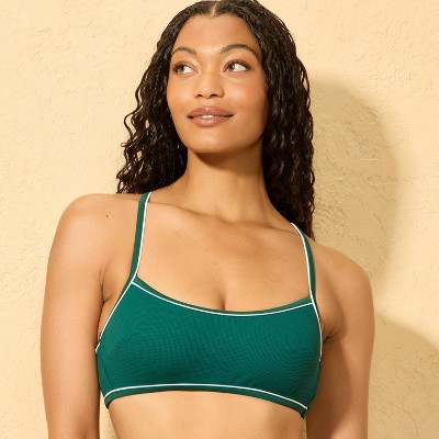 Shade & Shore Women's Racerback Piping Bralette Bikini Top - Shade & Shore™ Green M — фото 3