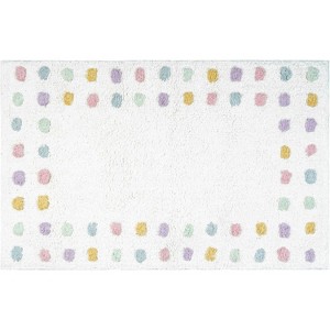 HomeRoots 32" White Purple And Pink Cotton Polka Dots Bath Rug - 1 of 4