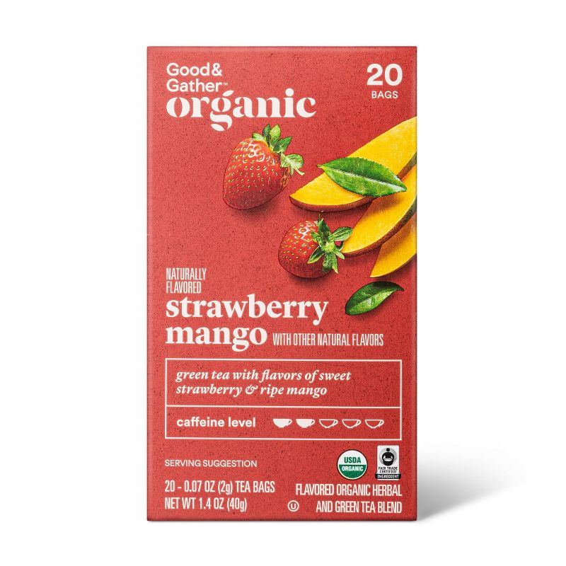 Organic Strawberry Mango Green Tea - 20ct - Good &#38; Gather&#8482;, 1 of 6