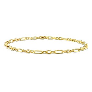EVERLY JEWELRY | Yellow Plated Sterling Silver 3mm Figaro Rolo Anklet, 9 inch - 1 of 4