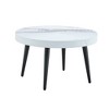 31-inModern farmhouse-style living room coffee table, round table with natural finish, white marble style - 4 of 4