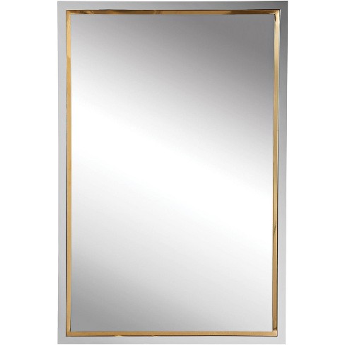 Uttermost Rectangular Vanity Accent Wall Mirror Modern Beveled Chrome Gold  Metal Frame 20 Wide for Bathroom Bedroom Living Room