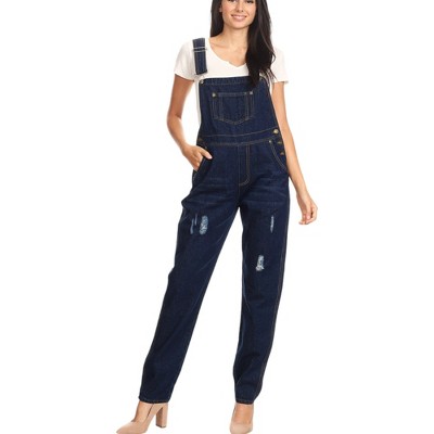 Anna-Kaci Women's Pocket Denim Tapered Leg Overalls