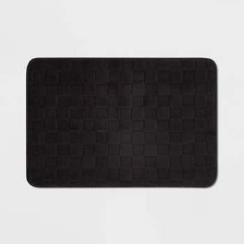 20"x30" Everyday Checked Cushion Bath Rug Black - Room Essentials™