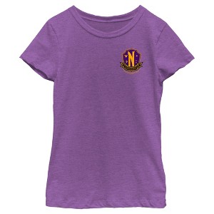 Girl's Wednesday Small Nevermore Crest T-Shirt - 1 of 4