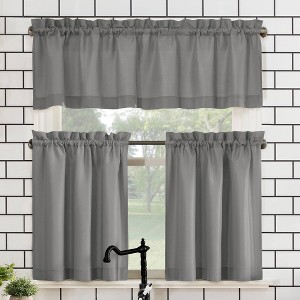 Martine Microfiber Semi Sheer Rod Pocket Kitchen Curtain Valance and Tiers Set - No. 918 - 1 of 4