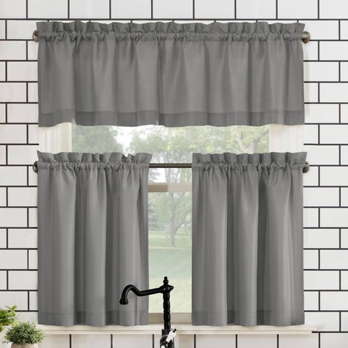 3pc Water's Edge Tufted Window Valance And Tiers Set White - Martha Stewart  : Target