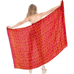 LA LEELA Women's Beach Bathing suit Wrap Bikini Swimwear Cover up Summer Wraps Swimsuit Sarong Skirts for Women One Size Red, Floral - 1 of 4