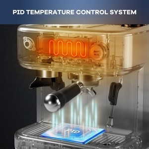 15 Bar Espresso Machine with Built-in Conical Burr Grinder & Milk Frother, Integrated Coffee Maker with PID Temperature Control System - 1 of 4