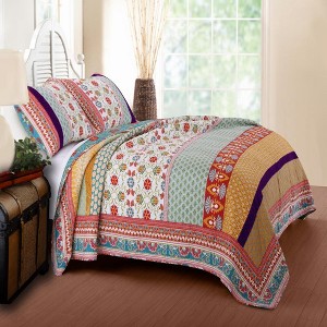 Thalia Reversible Pillow Sham Standard 20" x 26" Multicolor by Greenland Home Fashion - 1 of 4