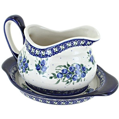 Bruntmor 20 Oz Ceramic Gravy Boat With Tray, Blue : Target