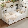 Merax Wooden L-Shaped Daybed with Upholstered Storage Headboard, USB Charging Ports & Storage Bookcase - 3 of 4