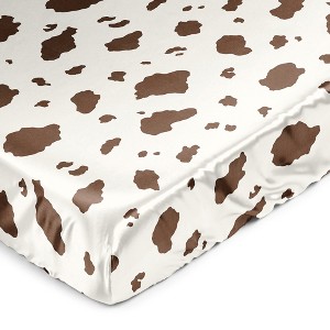 Sweet Jojo Designs Boy or Girl Gender Neutral Unisex Satin Fitted Crib Sheet Wild West Cowboy Brown and Off White - 1 of 4