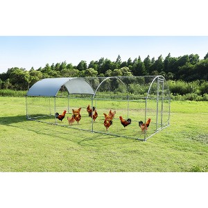 Large Metal Chicken Coop & Run – 9.2’ x 18.7’ Walk-in Poultry Cage with Waterproof Cover, Anti-UV Protection for Chickens, Ducks Backyard & Farm Use - 1 of 4