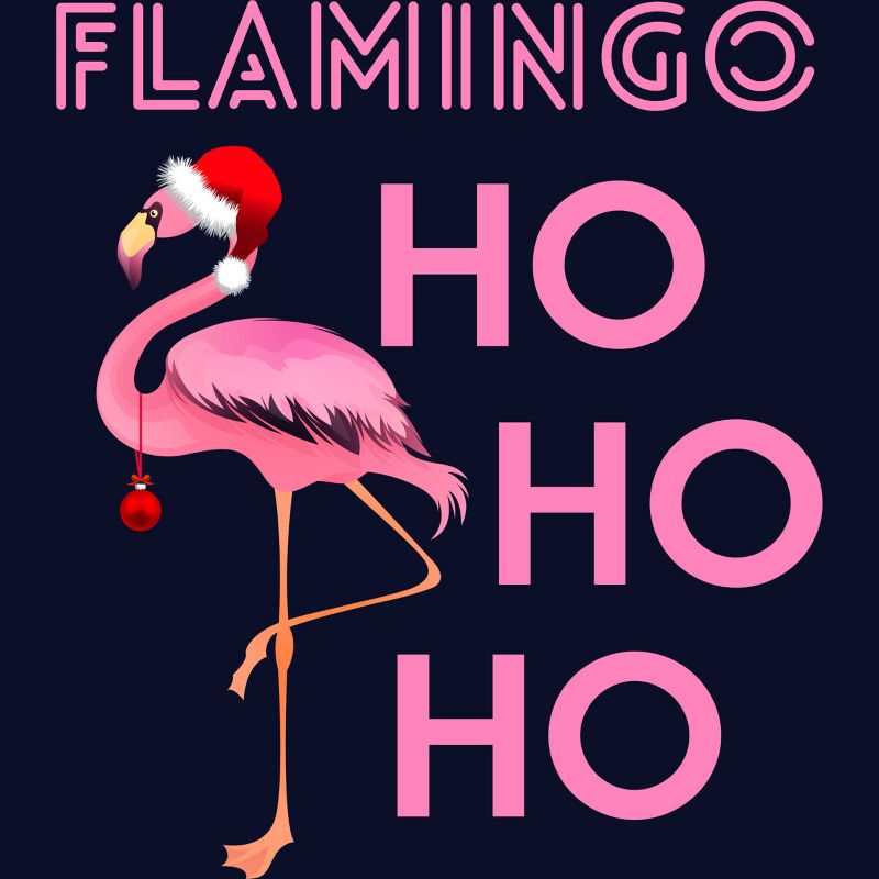 Junior's Design By Humans Flamingo HoHoHo Christmas Day X-Mas Flamingo Shirt By TomGiant T-Shirt, 2 of 4
