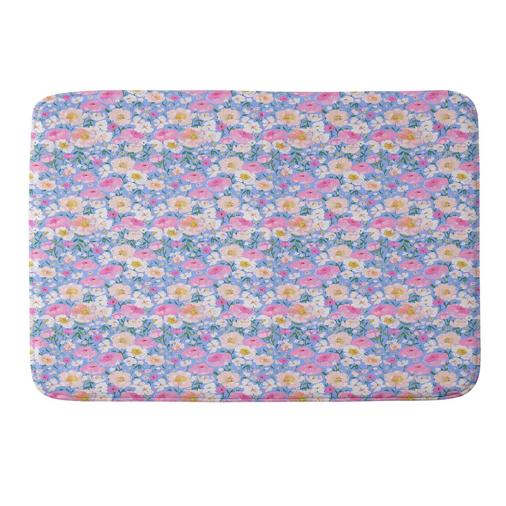 Photos - Bath Mat Alison Janssen Periwinkle Garden Memory Foam Bath Rug - Deny Designs: Microfiber, Machine Washable, Non-Slip Backing