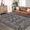 Machine Washable Living Room Rugs Large Vintage Floor Cover with Non-Slip Backing, Stain-Resistant Low Pile Indoor Mat, Floral Accent Rugs - 2 of 4