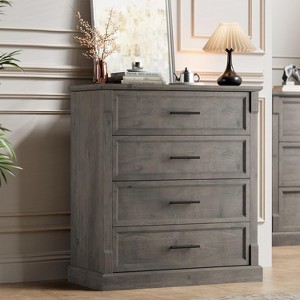 TackView 4 Drawer Farmhouse Dresser for Bedroom, 34.6''Tall Chest of Drawers with Metal Handles, Rustic Wooden Dresser for Living Room, Hallway - 1 of 4