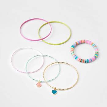 Girls' 6pk Mixed Bangle Bracelet Set with Charms - Cat & Jack™