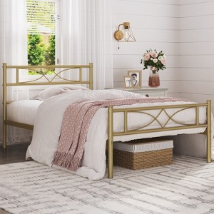 Yaheetech Simple Metal Bed Frame with Curved Design Headboard and Footboard - 1 of 4