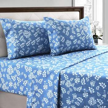 Zeldzaamheid Fysica waterbestendig Lux Decor Collection Floral Full Bed Sheets - 4 Pc Microfiber Deep Pocket  Sheets Set - Blue : Target