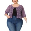 Agnes Orinda Women's Plus Size Round Neck Sheer 3/4 Sleeve Lace Elegant Cardigans - 2 of 4