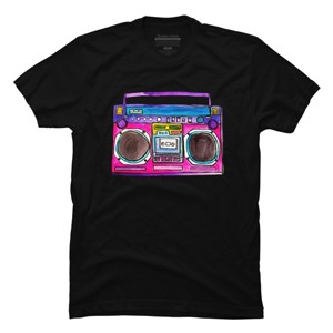 Men's Design By Humans Cartoon Old School Boombox By staceyroman T-Shirt - 1 of 2