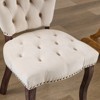 HDZNVF Set of 2 French Vintage Tufted Upholstered Fabric Dining Chair, Beige - 4 of 4