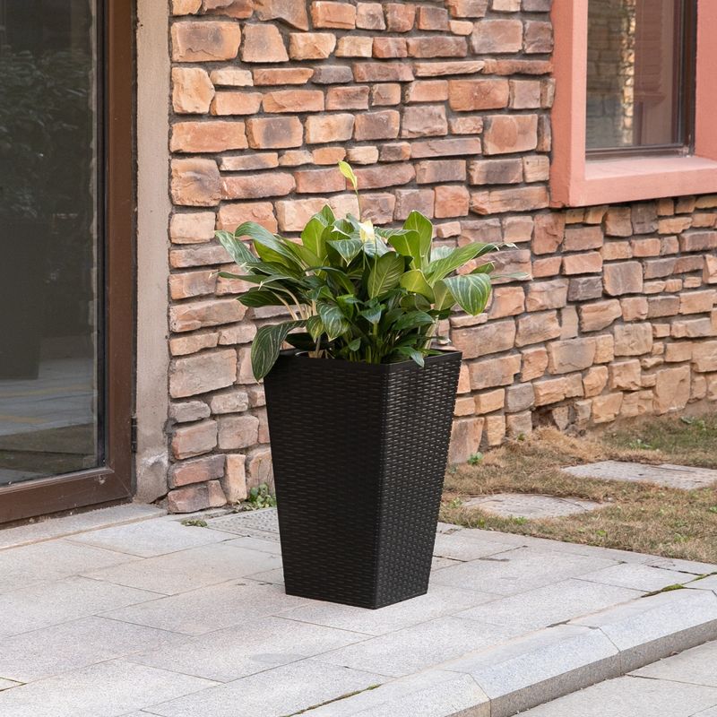 Outsunny Set of 3 Tall Planters with Drainage Holes, Outdoor & Indoor Flower Pot Set for Front Door, Entryway, Patio and Deck, Black, 5 of 7