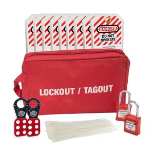 Goppli Lockout Tagout Kit with Hasps, Tags, and Padlocks – OSHA Compliant Electrical Safety LOTO Kit (2 Padlocks, 2 Hasps, 8 Tags, 12 Ties) - 1 of 4