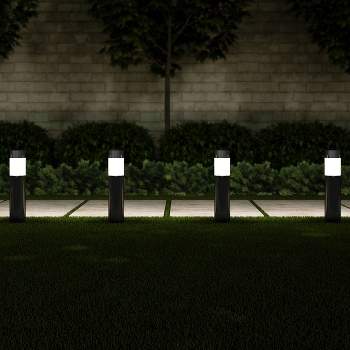 Nature Spring Stainless Steel Outdoor Stake Pathway Solar Lights - Black, Set of 6