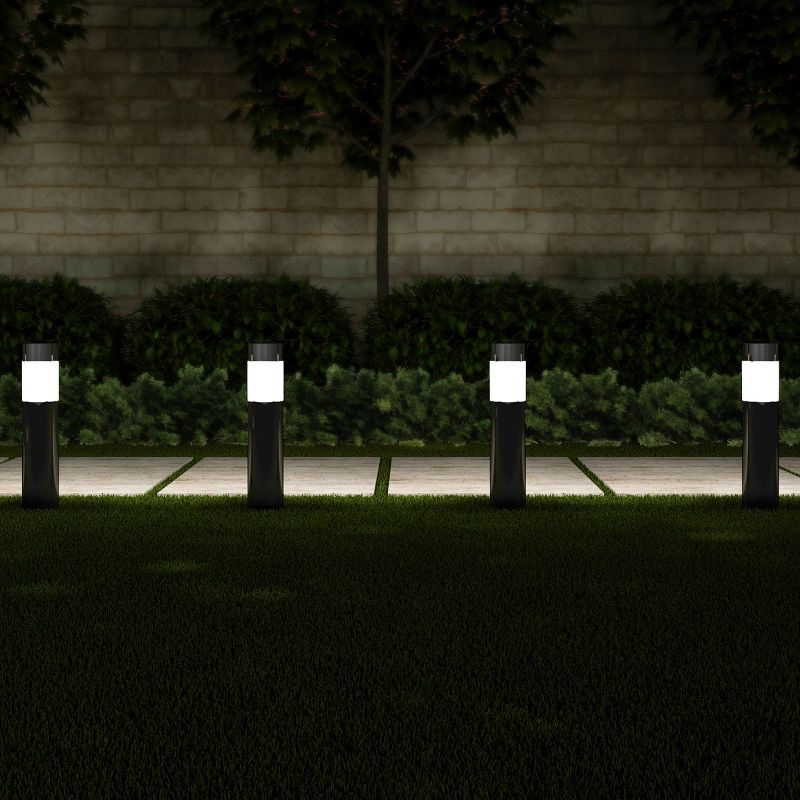 Nature Spring Stainless Steel Outdoor Stake Pathway Solar Lights - Black, Set of 6, 1 of 7