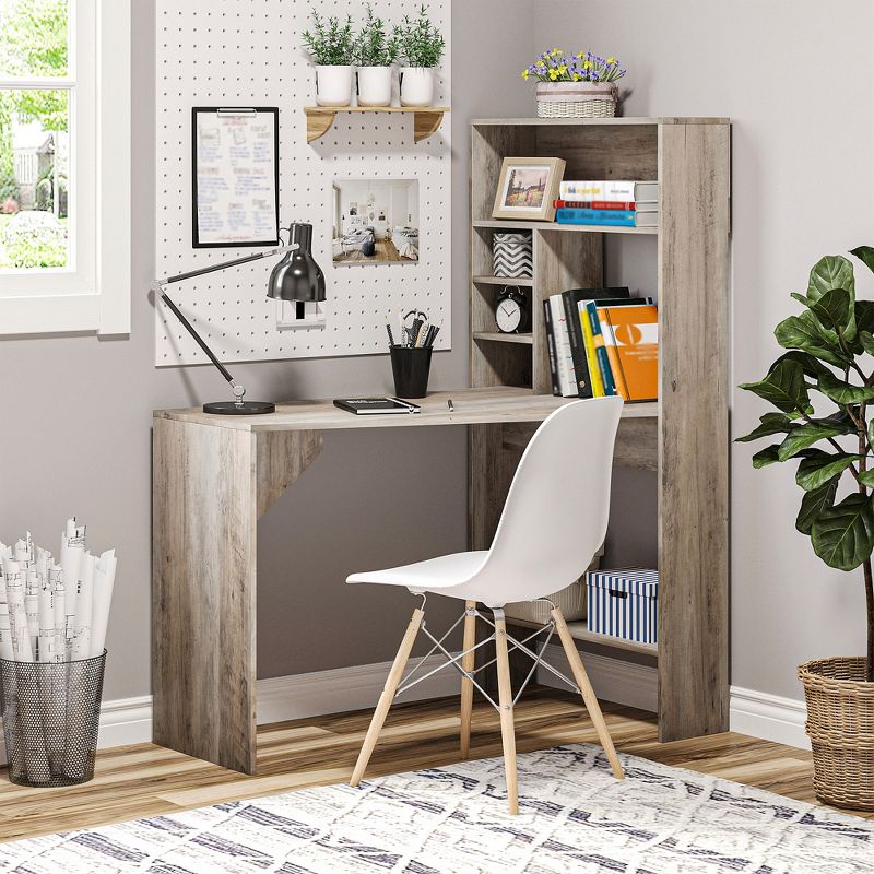 ​HOMCOM Nordic Style Computer Desk with Hutch and Storage Shelves PC Laptop Writing Table Home Office Workstation, 3 of 9