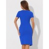Allegra K Women's Tie Waist Short Sleeve Casual Work Office Sheath Dress - 4 of 4
