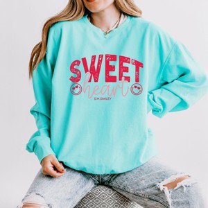 S.W.Smiley Sweet Heart Distressed - Women's Lightweight Garment Dyed Sweatshirt - 1 of 3