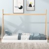CAVINAS Twin Size Wood Tent Montessori Bed,Modern Floor Bed with Triangle Structure and X-Shaped Safety Railings,Toddler Bed for Bedroom - 2 of 4