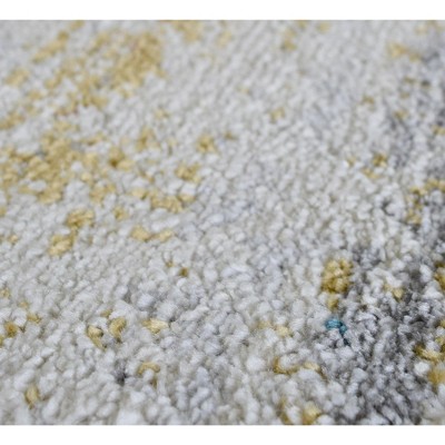 Ivory and Blue Rectangular Abstract Synthetic Area Rug