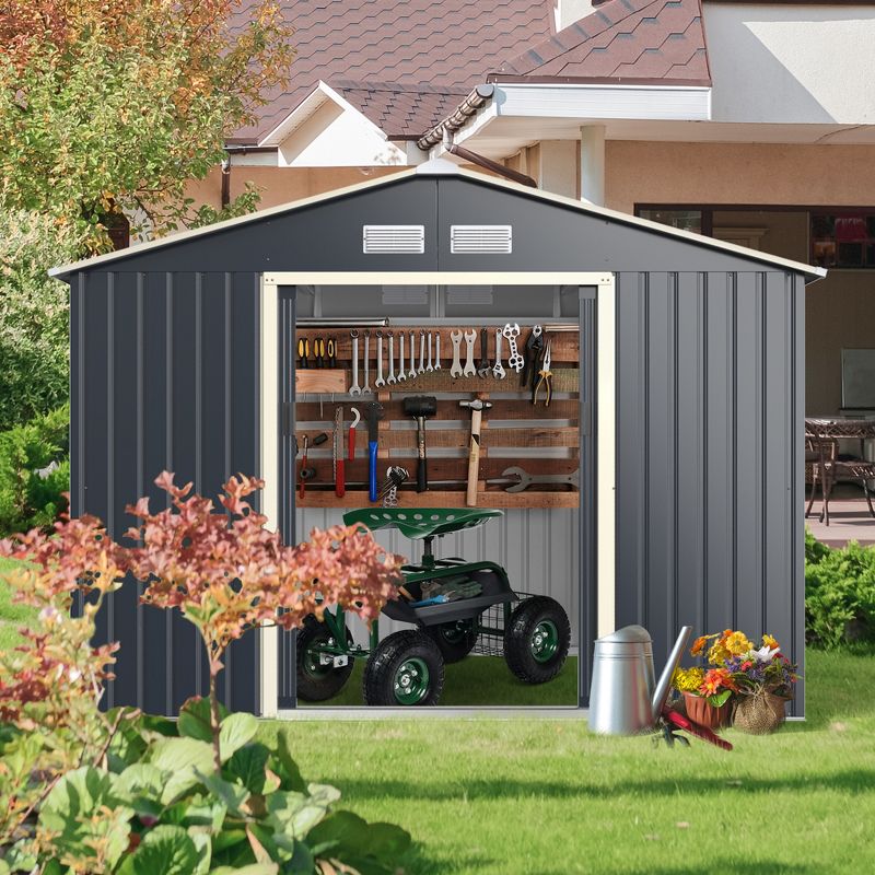 Costway Outdoor Tool Storage Shed Large Utility Storage House w/ Sliding Door, 2 of 11