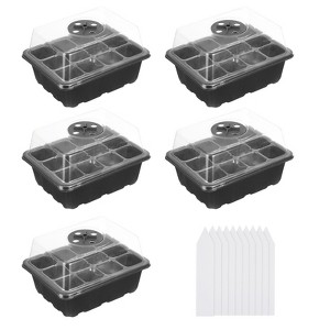 Unique Bargains Breathable Light-Transmissive Corrosion-Resistant Adjustable Humidity Seeding Tray 5 Pcs - 1 of 4