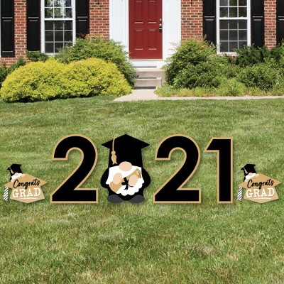 Big Dot of Happiness Grad Gnomes - Yard Sign Outdoor Lawn Decorations - 2021 Graduation Party Yard Signs