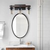 19" Rustic Vanity Light Industrial Bathroom Wall Sconce with Glass Shades and Wood Accent (No Bulbs) - 2 of 4