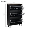 Shoe Cabinet Slim Shoe Storage Cabinet with 3 Flip Drawers Freestanding Shoe Organizer with 3 Hooks Adjustable Panel for Hallway Entryway Black - 2 of 4