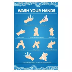 Trends International Wash Your Hands Framed Wall Poster Prints White Framed Version 22.375" x 34"
